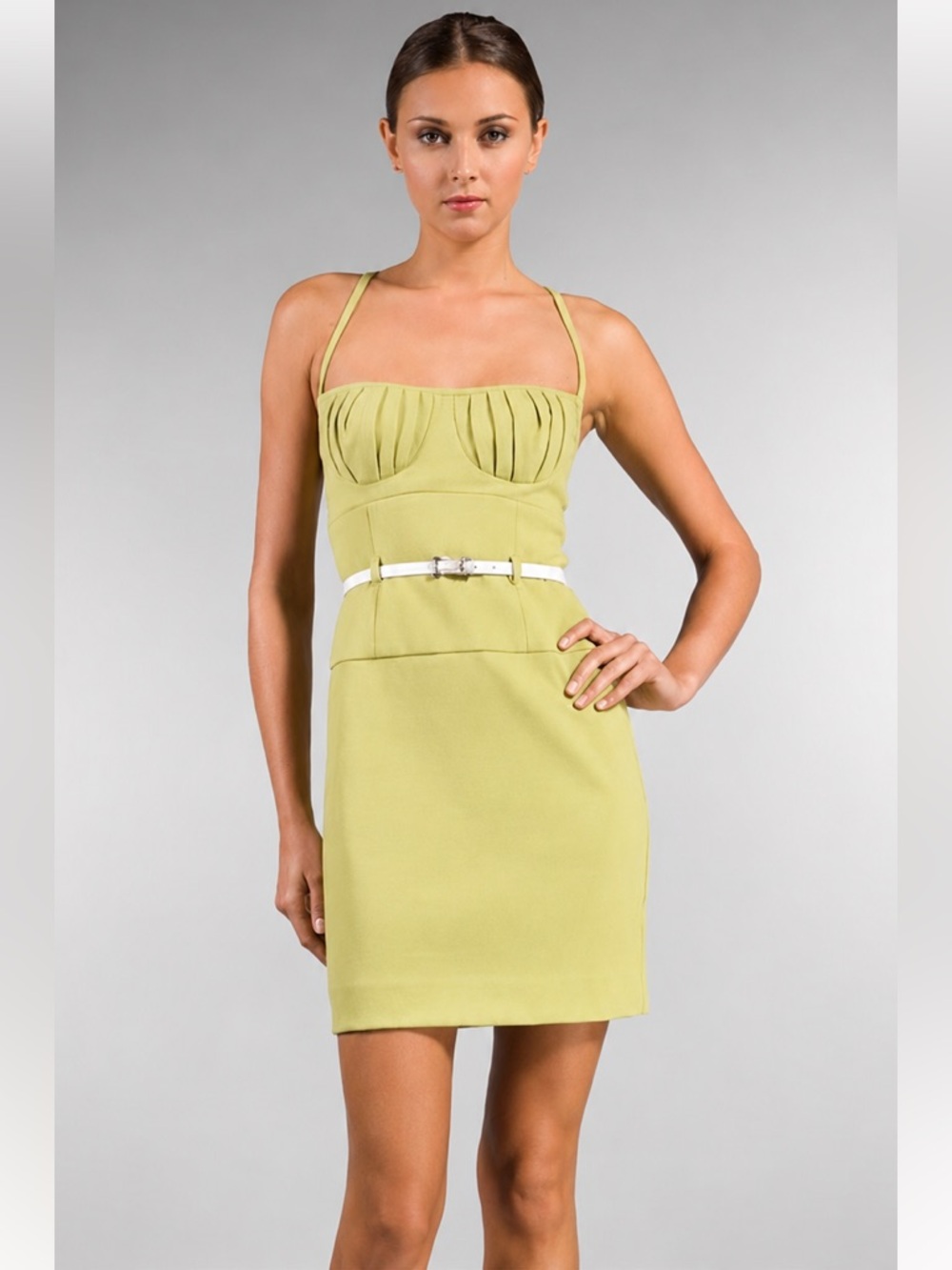 BLACK HALO | Green Belted Mini Pencil Drees